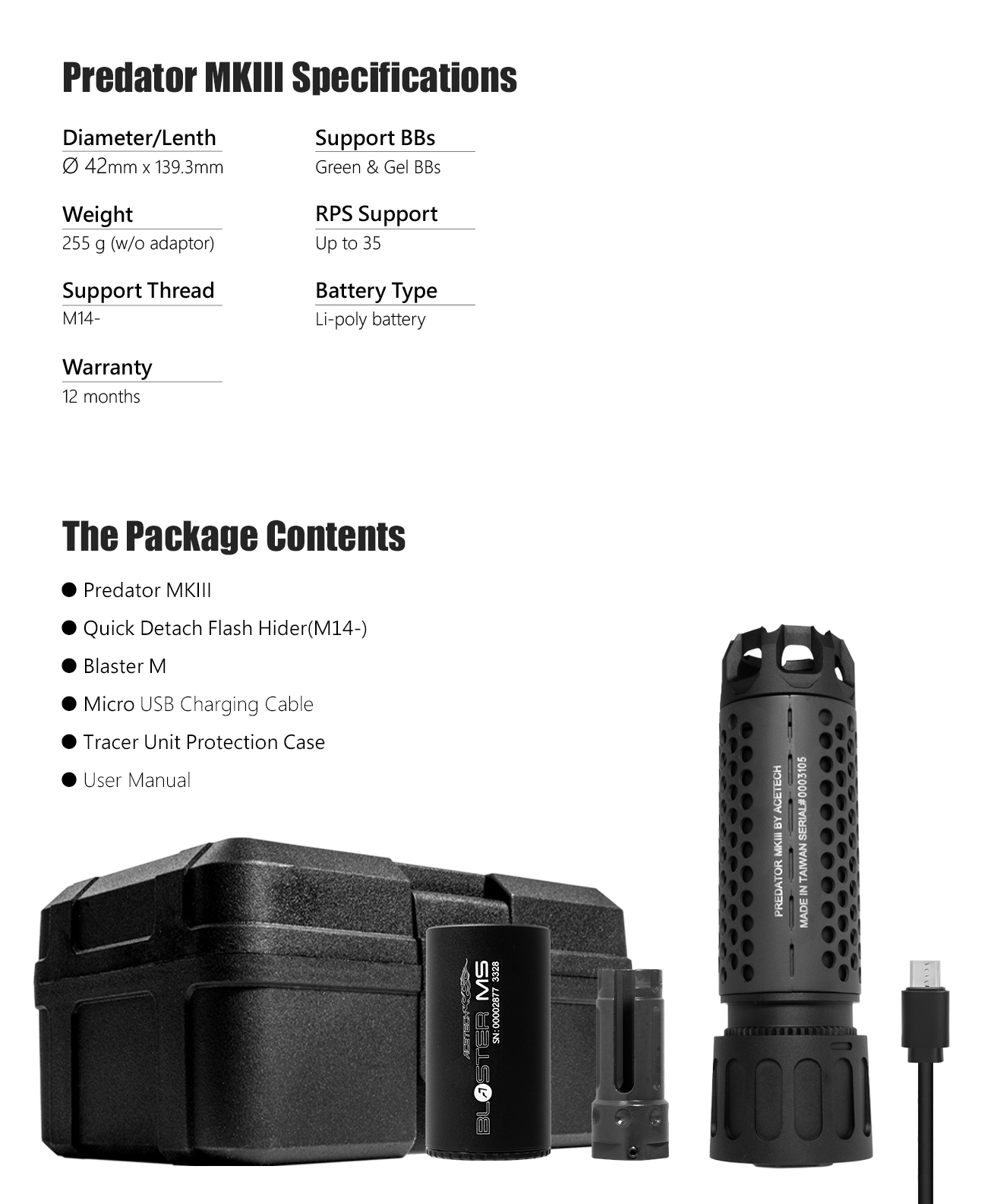 AceTech PREDATOR MKIII (BLASTER MS) QD Tracer Suppressor - Black OD-A-PAS0206-B-001 asgbox.pl AceTech PREDATOR MKIII (BLASTER MS) QD Tracer Suppressor - Black - obrazek 7