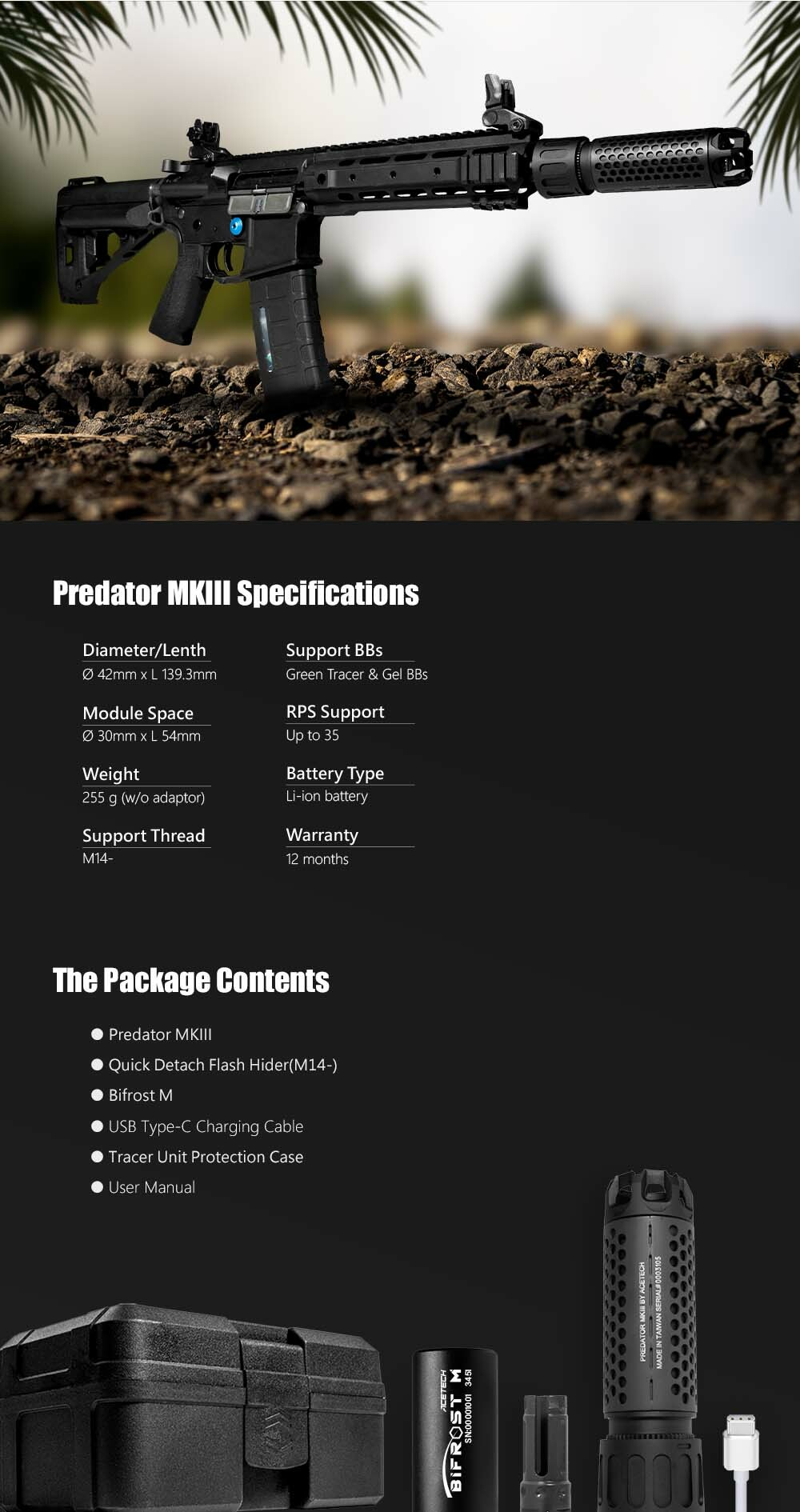 AceTech PREDATOR MKIII (BIFROST) QD Tracer Suppressor - Black OD-A-PAS0207-B-001 asgbox.pl AceTech PREDATOR MKIII (BIFROST) QD Tracer Suppressor - Black - obrazek 8