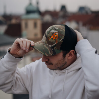 Retro Trucker Cap ANAREUS Spider logo orange - Multicam(R) OD-A-ANAR59-MC asgbox.pl