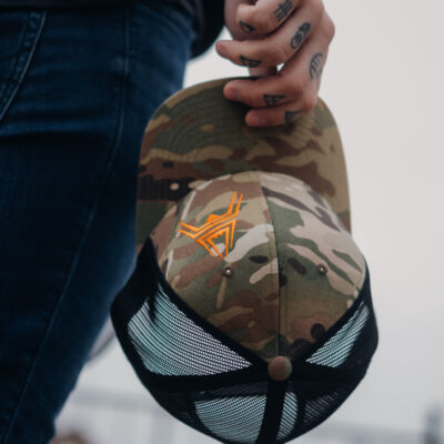 Retro Trucker Cap ANAREUS Spider logo orange - Multicam(R) OD-A-ANAR59-MC asgbox.pl