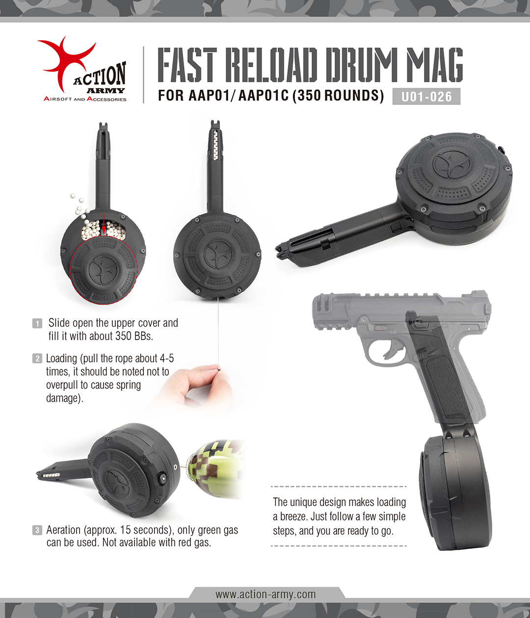 AA AAP-01C Assassin Compact GBB Pistol - Black OD-A-AAP01C-BK asgbox.pl AA AAP-01C Assassin Compact GBB Pistol - Black - obrazek 9