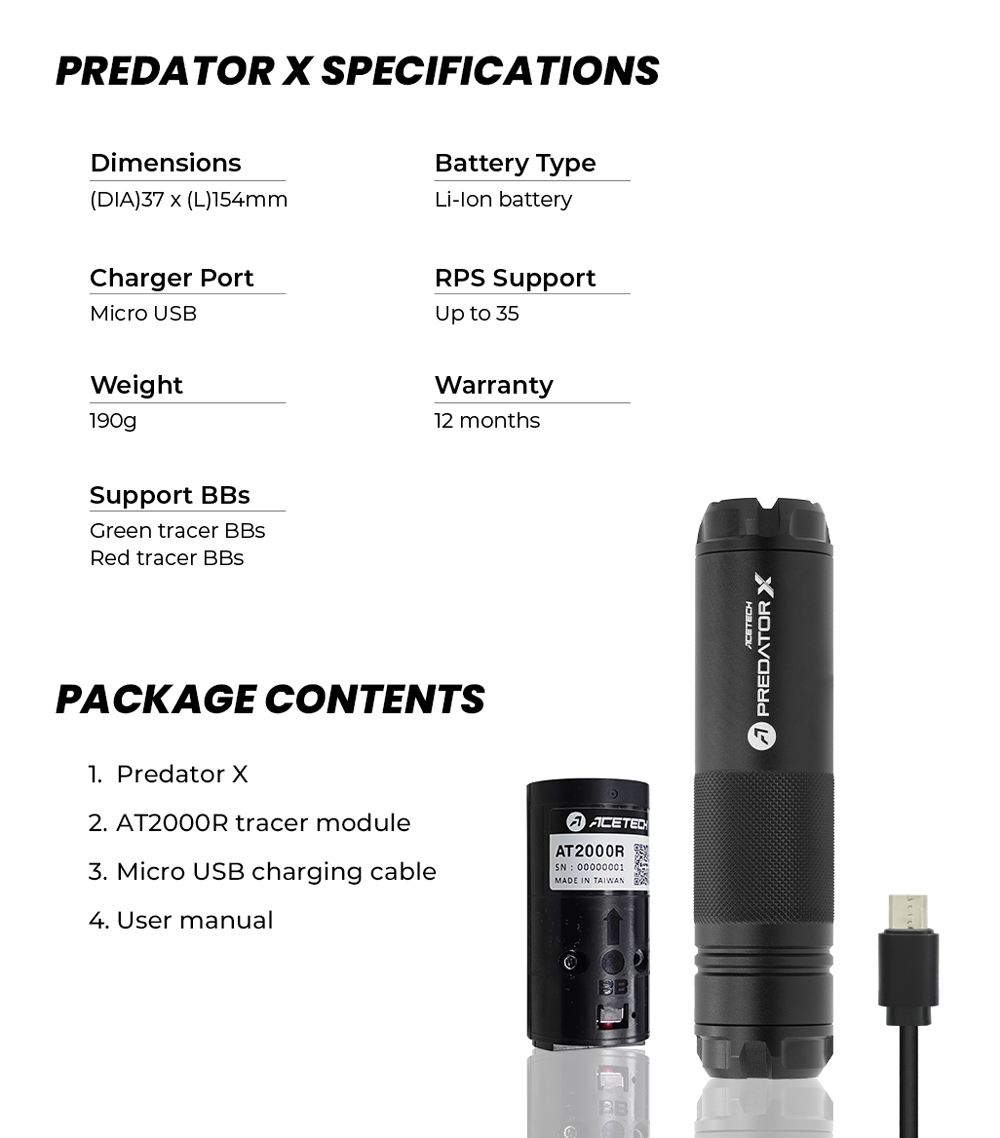 AceTech PREDATOR X (AT2000R) Tracer Suppressor - Black OD-A-PAS0402-B-002 asgbox.pl AceTech PREDATOR X (AT2000R) Tracer Suppressor - Black - obrazek 6