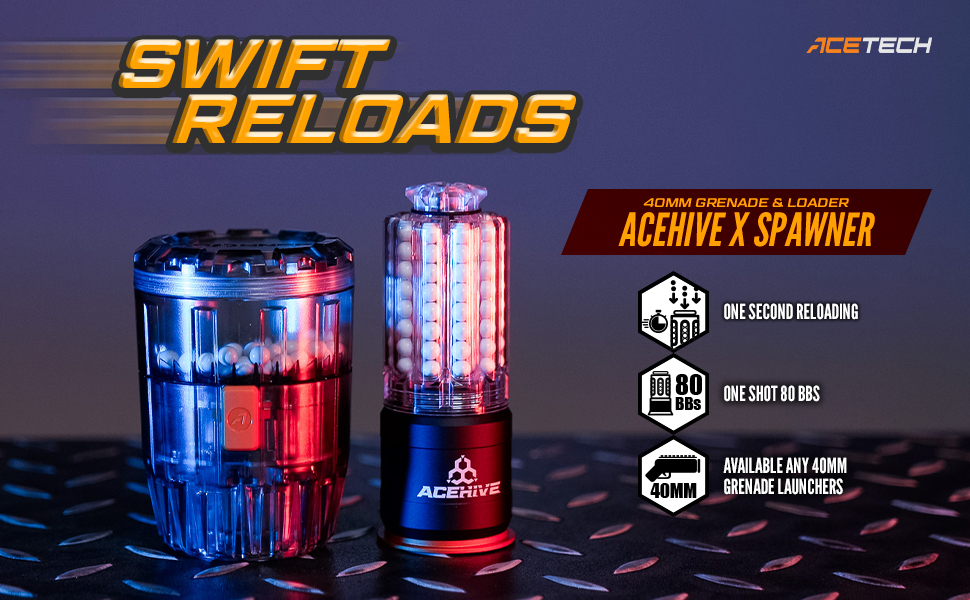 AceTech AceHive 40mm Gas Grenades, 80 BBs (2 pcs) and SPAWNER Loader - Transparent OD-A-PAG0100-B-101 asgbox.pl AceTech AceHive 40mm Gas Grenades, 80 BBs (2 pcs) and SPAWNER Loader - Transparent - obrazek 10