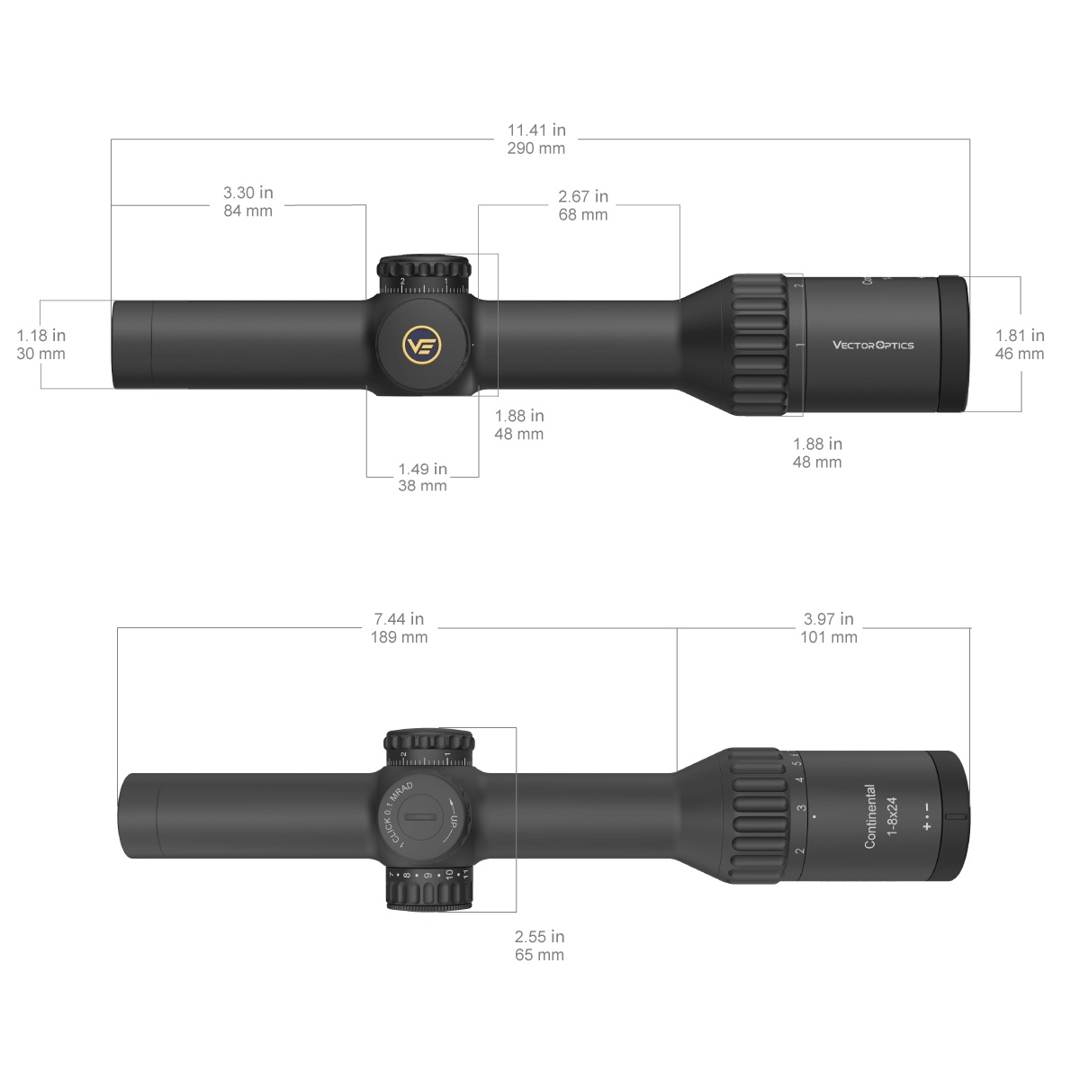 Riflescope CONTINENTAL 1-8 x 24i ED Fiber (LPVO) OD-A-SCOC-45 asgbox.pl Riflescope CONTINENTAL 1-8 x 24i ED Fiber (LPVO) - obrazek 13