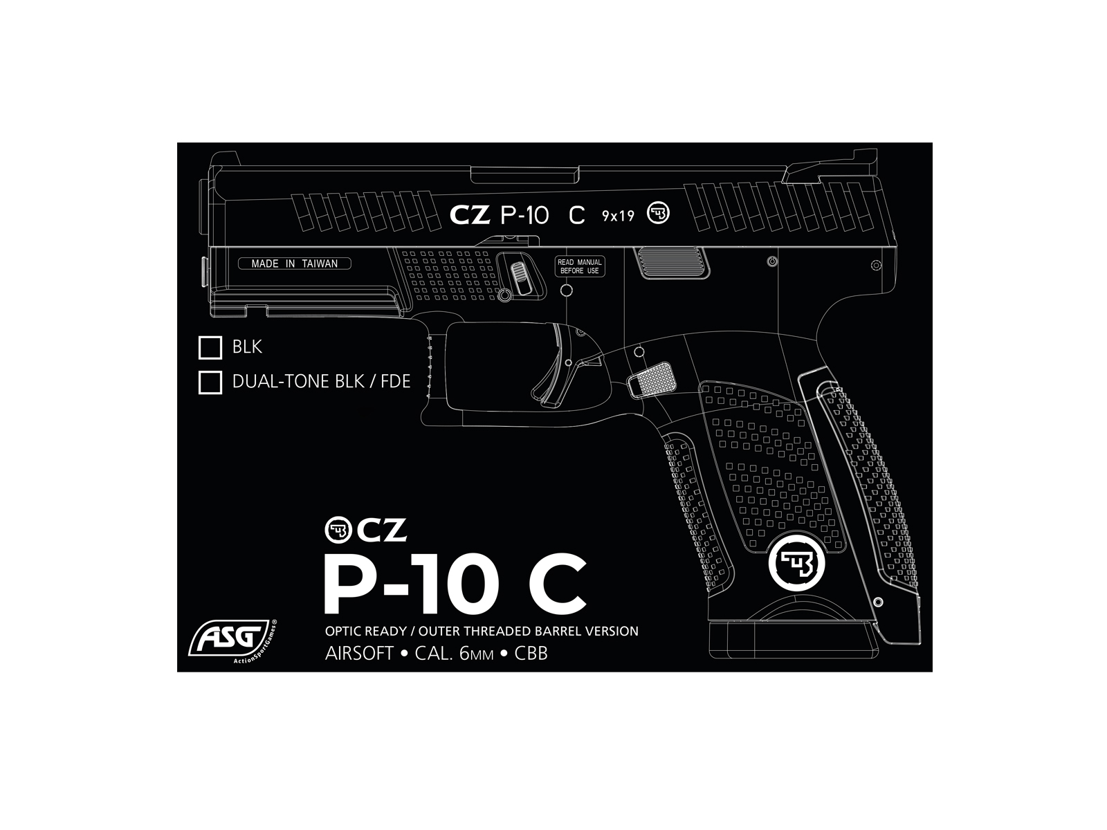 ASG CZ P-10C OR-OT CO2 Blowback, metal slide - Black/Tan OD-A-ASG348 asgbox.pl ASG CZ P-10C OR-OT CO2 Blowback, metal slide - Black/Tan - obrazek 8