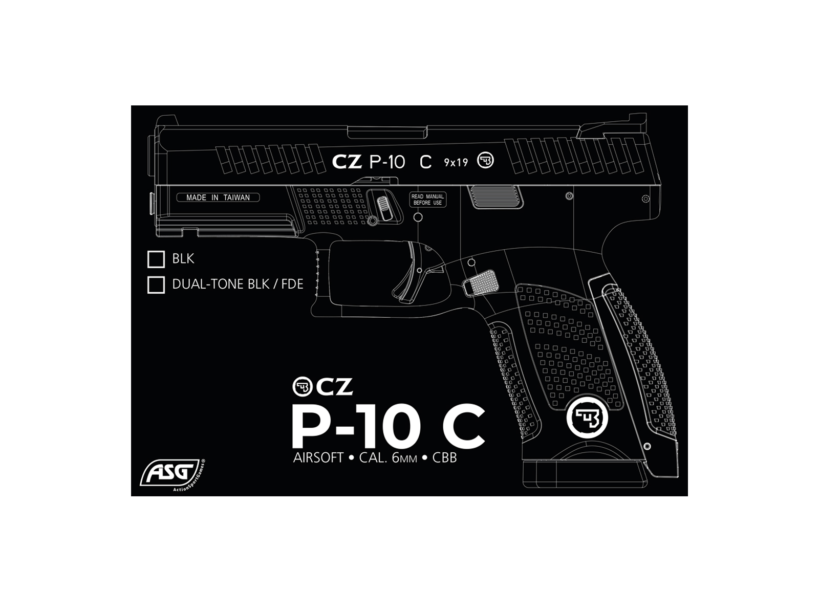 ASG CZ P-10C CO2 Blowback, metal slide - Black/Tan OD-A-ASG349 asgbox.pl ASG CZ P-10C CO2 Blowback, metal slide - Black/Tan - obrazek 11