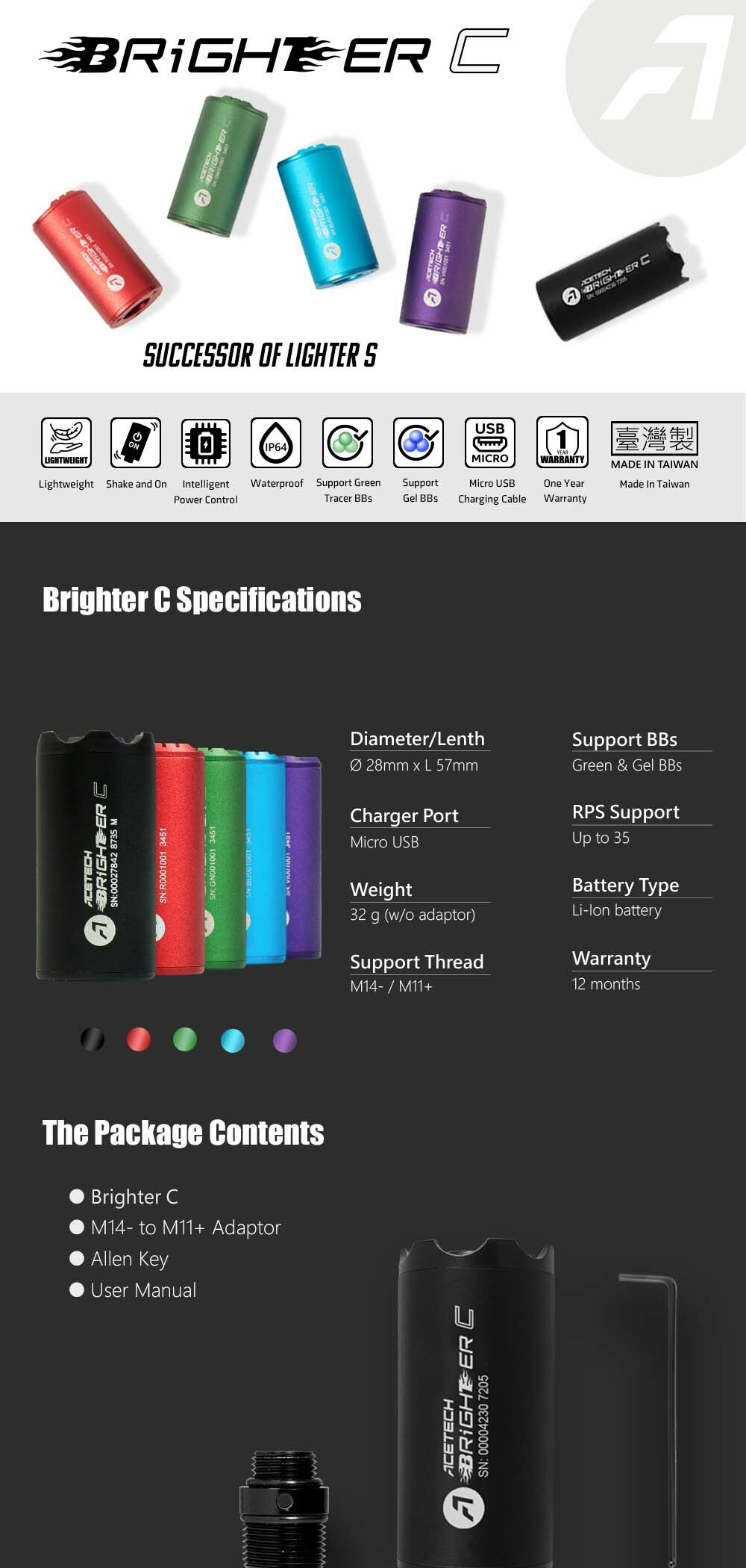 AceTech BRIGHTER C Tracer Unit - Blue OD-A-PAT0500-BU-002 asgbox.pl AceTech BRIGHTER C Tracer Unit - Blue - obrazek 7