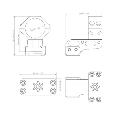 VO Cantilever Adjustable Mounting Rings for 30mm Riflescope - Black OD-A-XASR-3060 asgbox.pl