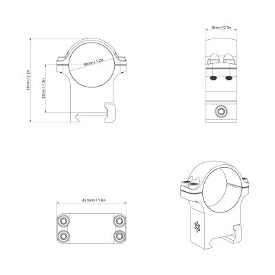 VO steel mounting rings 30mm, medium - Black OD-A-XASR-S12 asgbox.pl