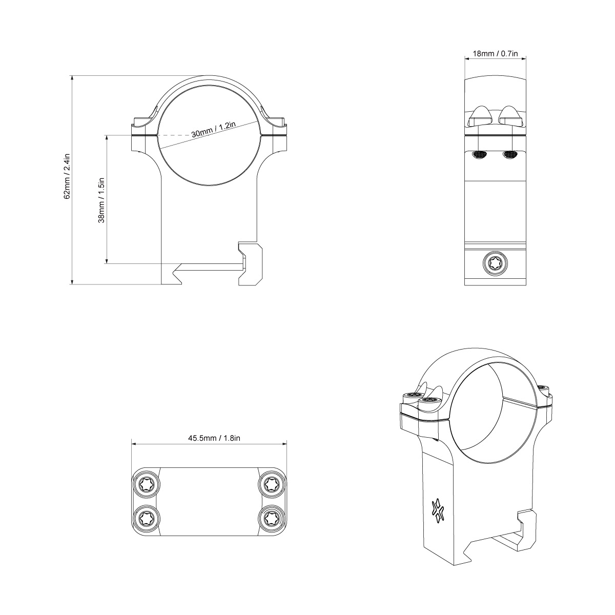 VO steel mounting rings 30mm, high - Black OD-A-XASR-S13 asgbox.pl VO steel mounting rings 30mm, high - Black - obrazek 8