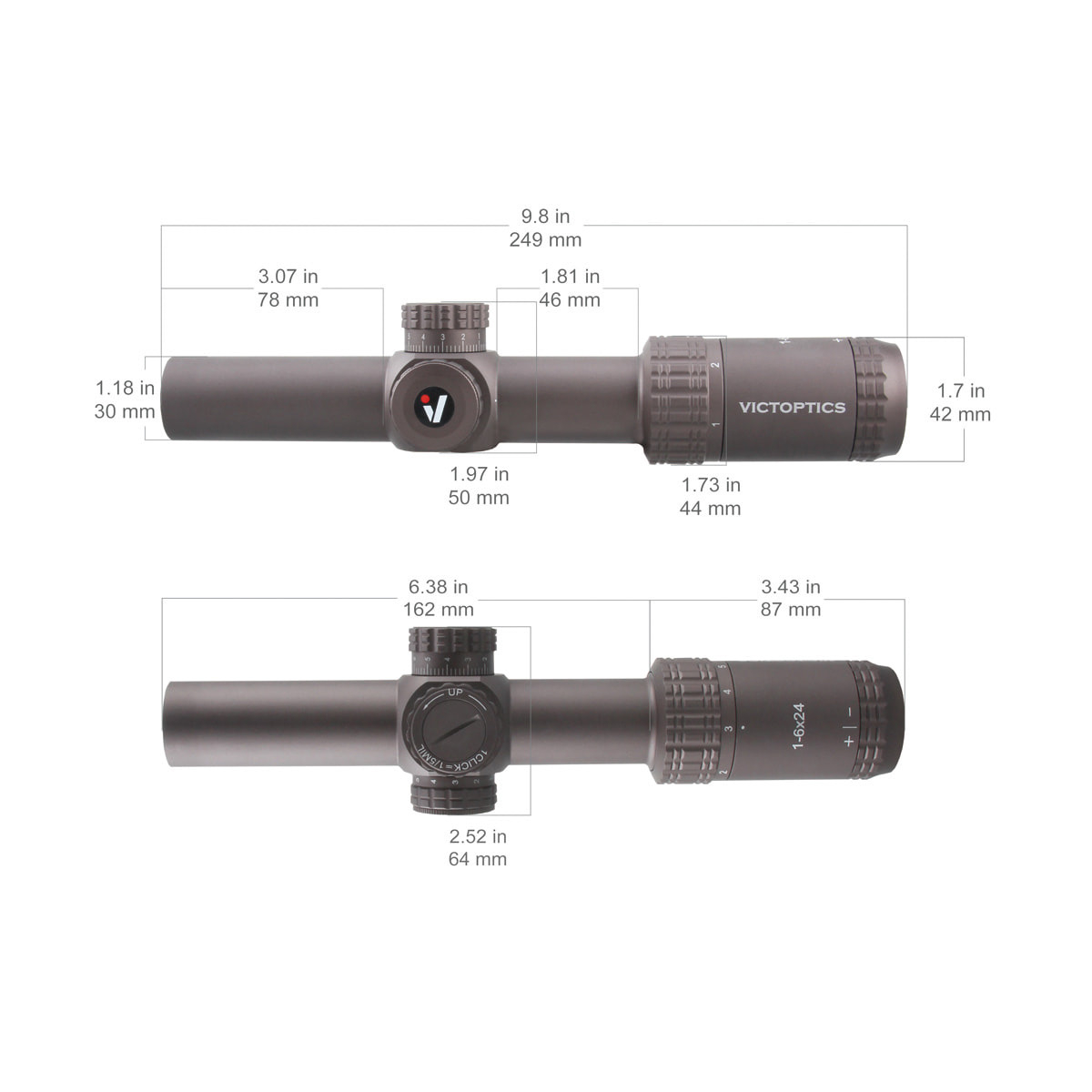 VictOptics S6 1-6x24 SFP LPVO Riflescope - Brown OD-A-OPSL23 asgbox.pl VictOptics S6 1-6x24 SFP LPVO Riflescope - Brown - obrazek 14