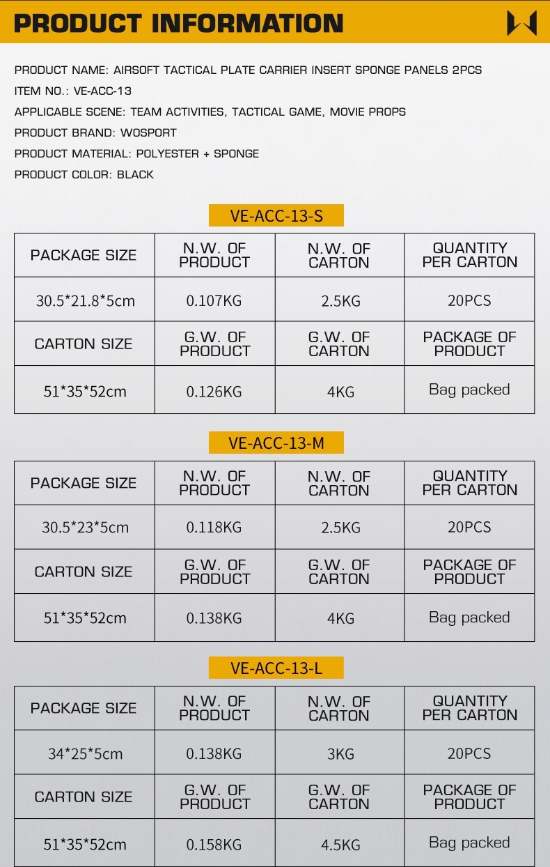 WST Foam Replica of SAPI Ballistic Inserts (2 pcs), Size L - Black OD-A-WOSP219-L asgbox.pl WST Foam Replica of SAPI Ballistic Inserts (2 pcs), Size L - Black - obrazek 6