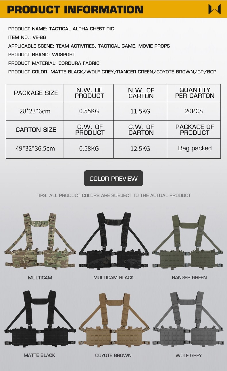 WST Split Tactical Chest Rig Alpha - Coyote OD-A-WOSP218-COY asgbox.pl WST Split Tactical Chest Rig Alpha - Coyote - obrazek 8