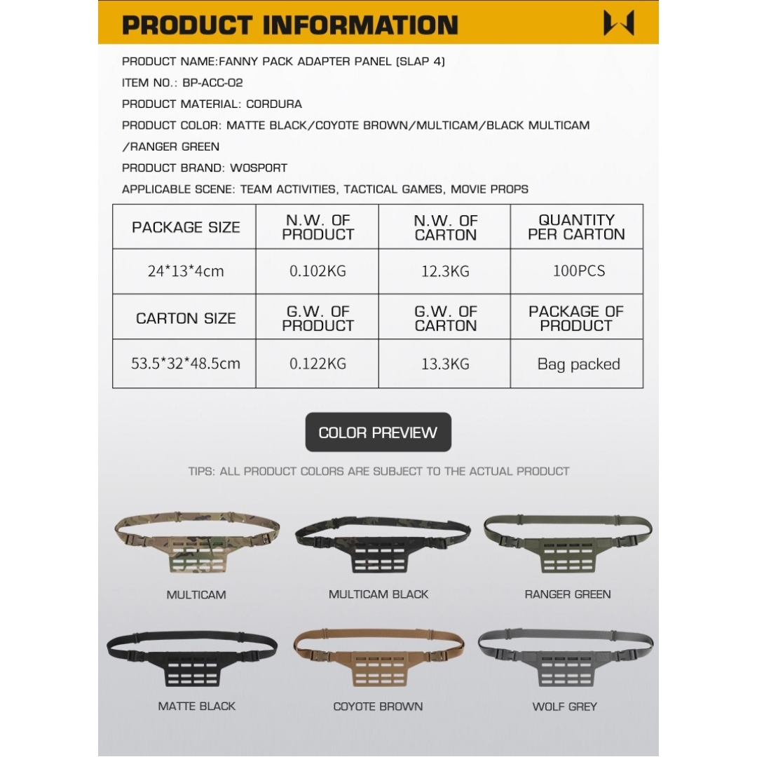 WST Fanny Pack Molle Adapter Panel , Small (4 Rows) - Coyote OD-A-WOSP197-COY asgbox.pl WST Fanny Pack Molle Adapter Panel , Small (4 Rows) - Coyote - obrazek 7