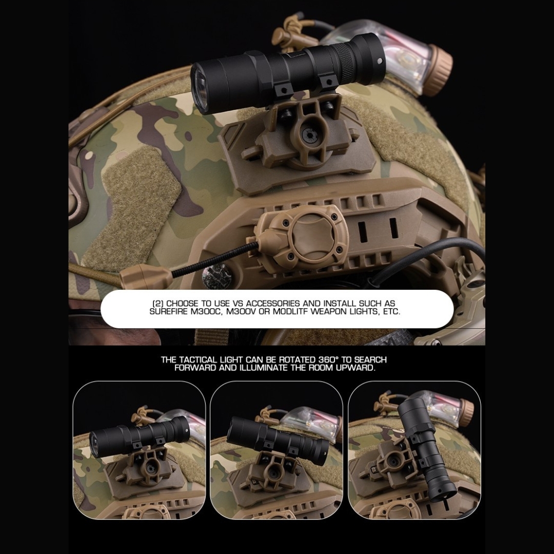 WST Universal Helmet Tactical Light Adapter, Velcro Mount - Black OD-A-WOSP207-BK asgbox.pl WST Universal Helmet Tactical Light Adapter, Velcro Mount - Black - obrazek 6