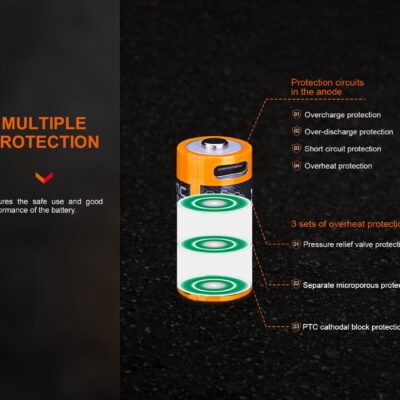 FENIX Rechargeable USB-C Battery RCR123A 3.6V - 800 mAh OD-A-FERCR123A800UP asgbox.pl