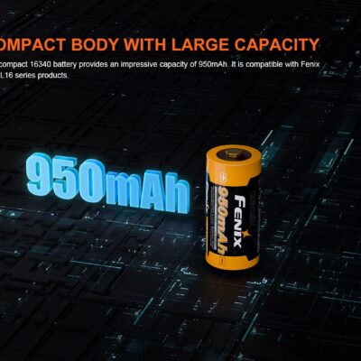 FENIX Rechargeable USB-C Battery RCR123A 3.6V - 800 mAh OD-A-FERCR123A800UP asgbox.pl