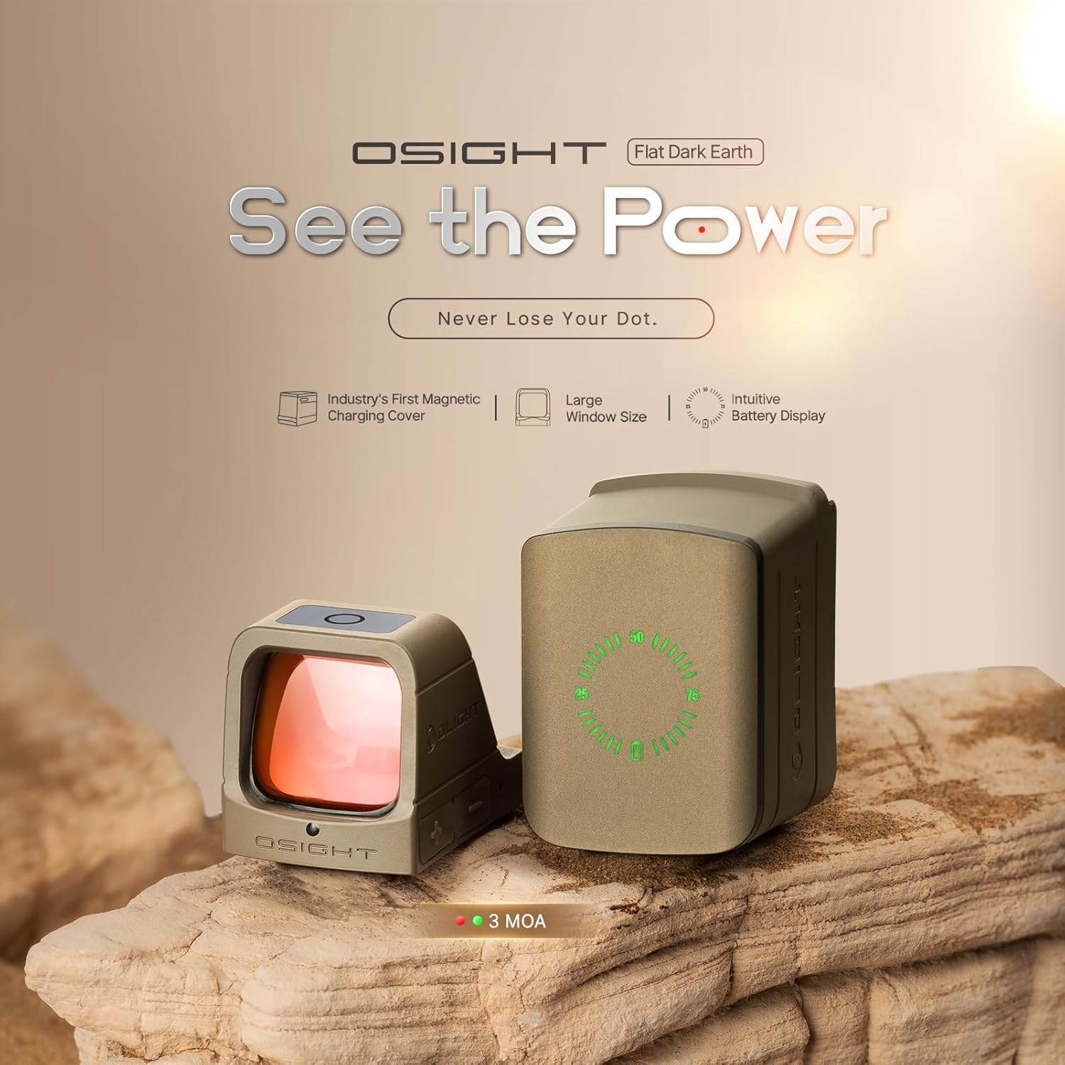 OLIGHT Red Dot Sight OSIGHT RED (Red Dot) with Powerbank - Tan OD-A-OLIGHT031 asgbox.pl OLIGHT Red Dot Sight OSIGHT RED (Red Dot) with Powerbank - Tan - obrazek 11