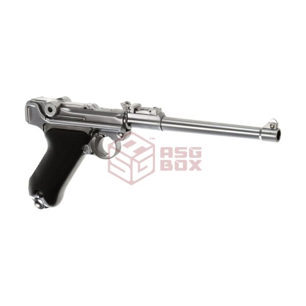 WE P08 8 Inch Full Metal GBB Silver
