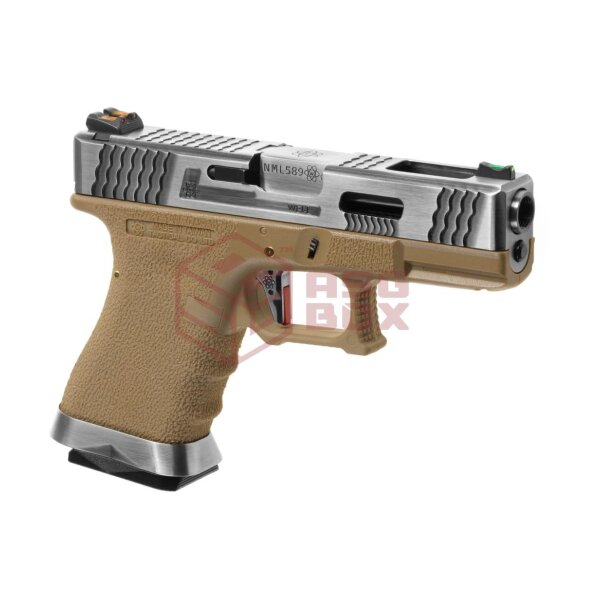 WE G-Force 19 SV Silver Barrel Metal Version GBB Desert