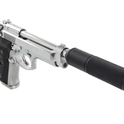 asgbox.pl - Replika pistoletu SR92 z tłumikiem - srebrna