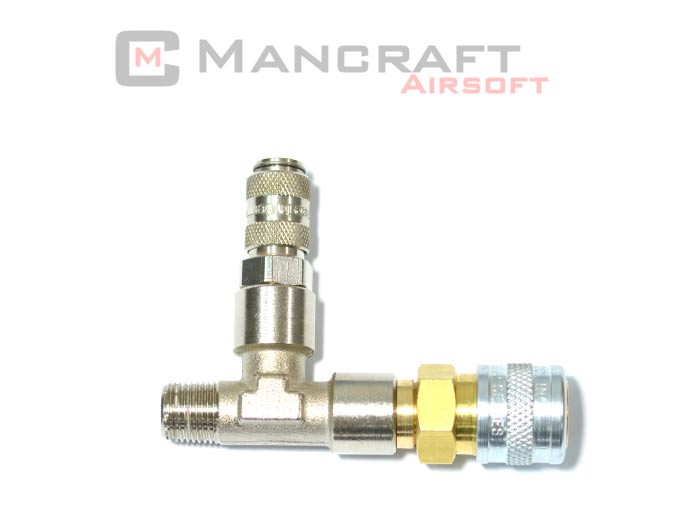 MANCRAFT HPA 3-WAY Adapter with QD US and MICRO QD 4 mm Plug - G1/8 Thread OD-A-MANC041 asgbox.pl MANCRAFT HPA 3-WAY Adapter with QD US and MICRO QD 4 mm Plug - G1/8 Thread