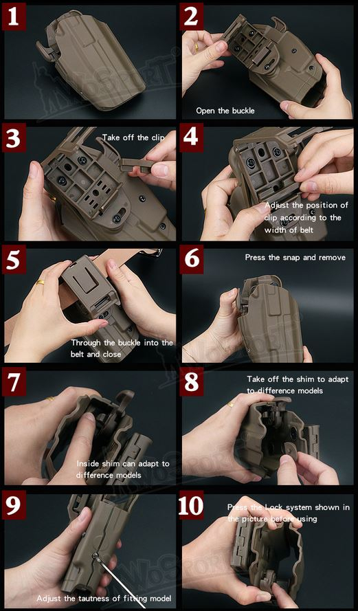 WST Universal Belt Holster GB35 for Full Size Pistols, Right Hand - Black OD-A-WOSP93-BK asgbox.pl WST Universal Belt Holster GB35 for Full Size Pistols, Right Hand - Black - obrazek 4