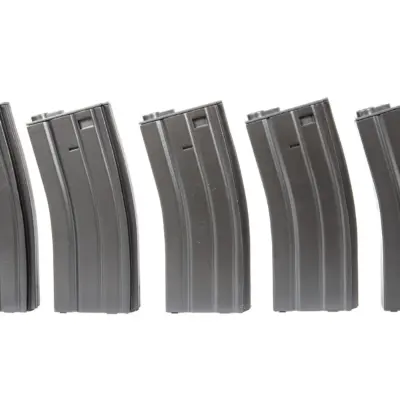 asgbox.pl - Zestaw 5 magazynków real-cap na 30 kulek do replik M4/M16 - szary