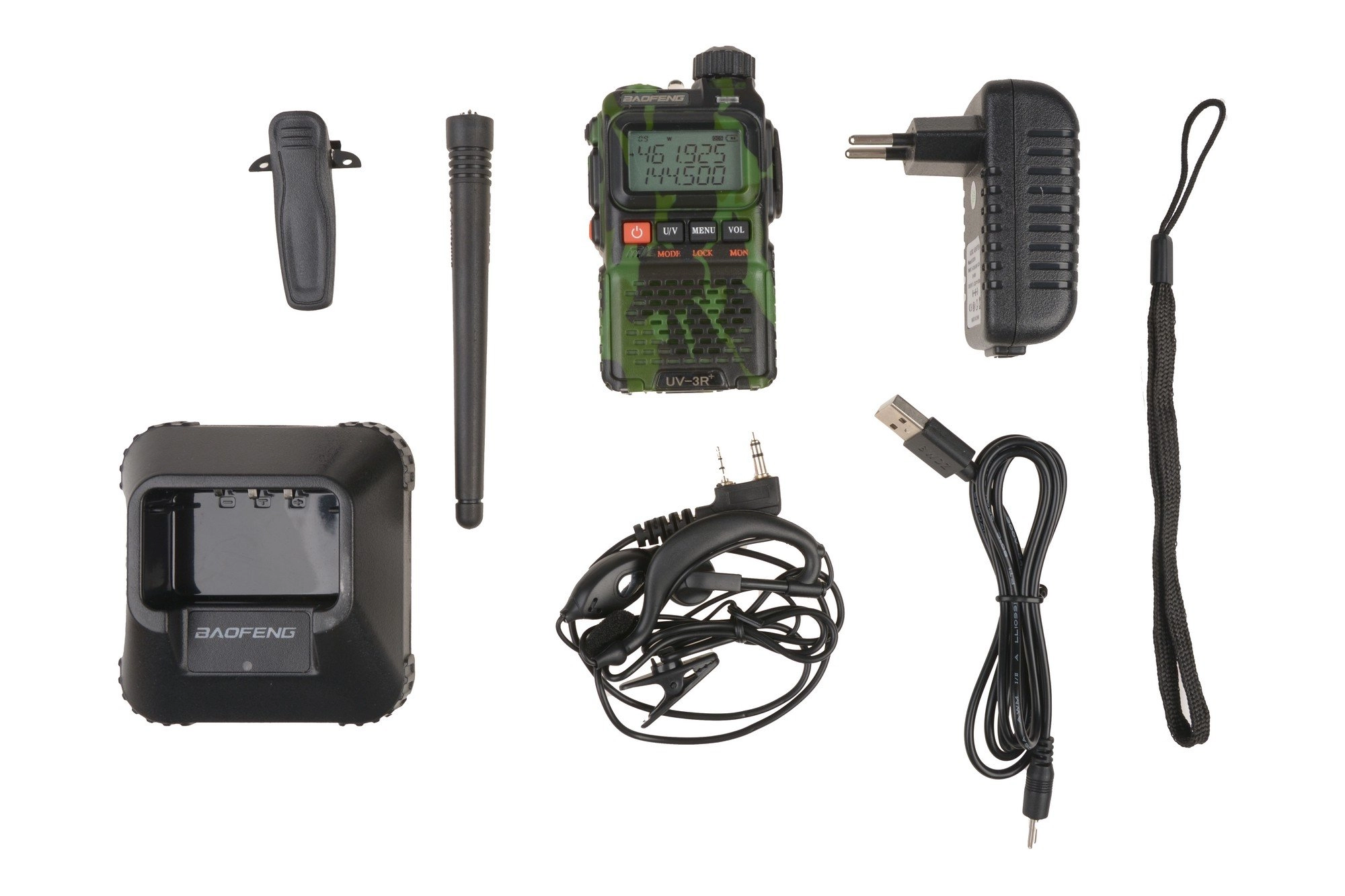 Ręczna, dwukanałowa radiostacja Baofeng UV-3R+ (VHF / UHF) 2W - camo OD-G-BAO-31-015146-00 asgbox.pl asgbox.pl - Ręczna