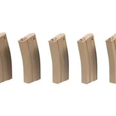 asgbox.pl - Zestaw 5 magazynków mid-cap 100 kulek do M4/M16 - tan