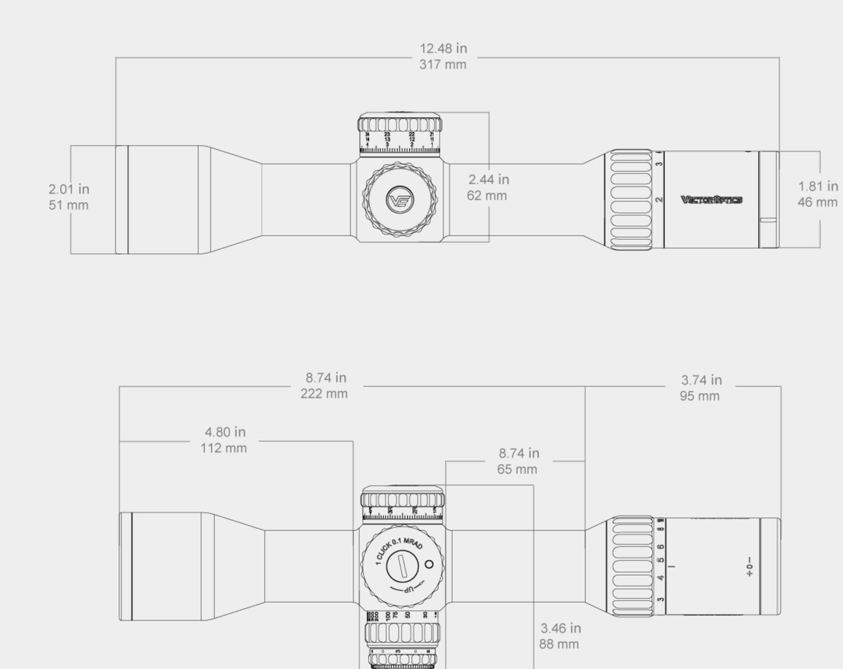 VO CONTINENTAL X6 2-12x44 CTR FFP Riflescope, 34 mm - Black OD-A-SCFF-67 asgbox.pl VO CONTINENTAL X6 2-12x44 CTR FFP Riflescope, 34 mm - Black - obrazek 12