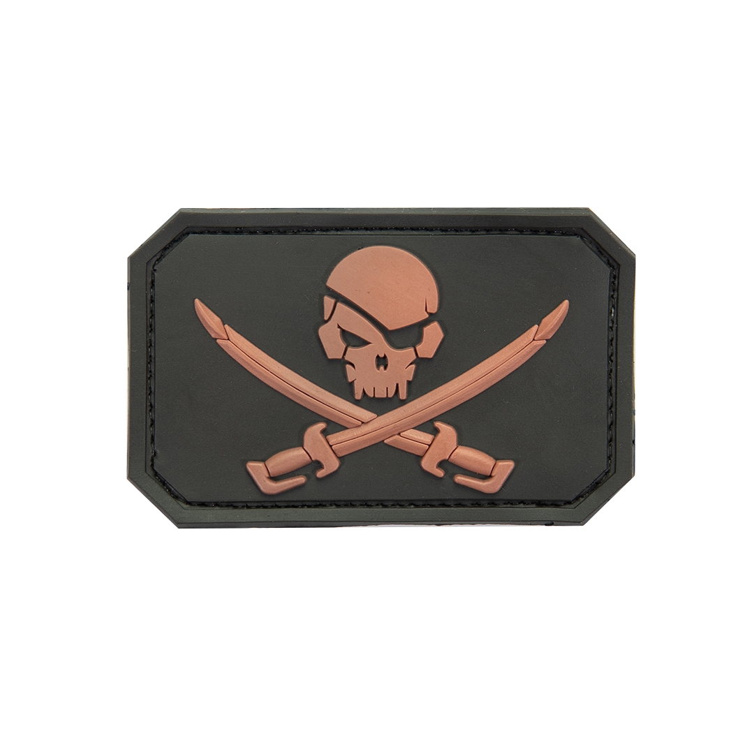3D PVC PIRATE SKULL Patch - Black / Tan OD-A-P3DP010 asgbox.pl 3D PVC PIRATE SKULL Patch - Black / Tan