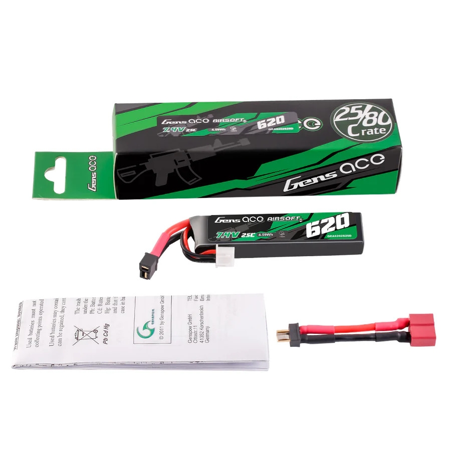 Gens ACE Li-Pol Battery 7.4V 620mAh, 25C, Mini T-Dean - AEP OD-A-GEA6202S25D asgbox.pl Gens ACE Li-Pol Battery 7.4V 620mAh, 25C, Mini T-Dean - AEP - obrazek 5