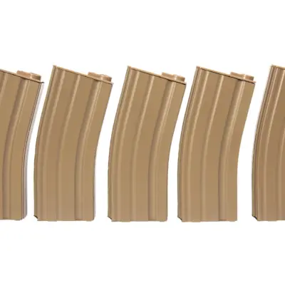 asgbox.pl - Zestaw 5 magazynków real-cap 30 kulek do M4/M16 - tan