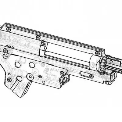 Dwudzielny, wzmocniony szkielet gearboxa v.2 z systemem QSC z komorą hop-up OD-G-RET-08-012105-00 asgbox.pl Dwudzielny, wzmocniony szkielet gearboxa v.2 z systemem QSC z komorą hop-up OD-G-RET-08-012105-00 asgbox.pl