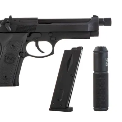 Replika pistoletu SR92 z tłumikiem - czarna OD-G-SRC-02-021690-00 asgbox.pl
