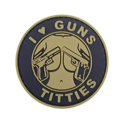 asgbox.pl - Naszywka 3D - I Love Guns Titties - tan