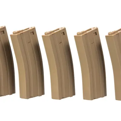 Zestaw 5 magazynków hi-cap 300 kulek do M4/M16 - tan OD-G-SPE-05-005260-00 asgbox.pl