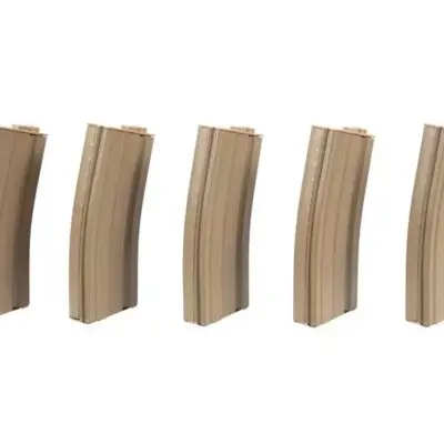 Zestaw 5 magazynków mid-cap 100 kulek do M4/M16 - tan OD-G-SPE-05-005268-00 asgbox.pl