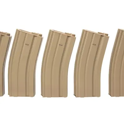 Zestaw 5 magazynków hi-cap 300 kulek do M4/M16 - tan OD-G-SPE-05-005260-00 asgbox.pl