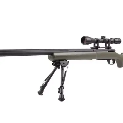Replika karabinu snajperskiego SW-04J Army (z lunetą i dwójnogiem) - oliwkowa OD-G-SWL-03-003801-00 asgbox.pl
