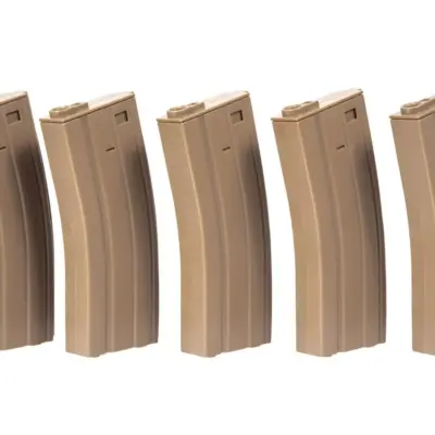 Zestaw 5 magazynków mid-cap 100 kulek do M4/M16 - tan OD-G-SPE-05-005264-00 asgbox.pl