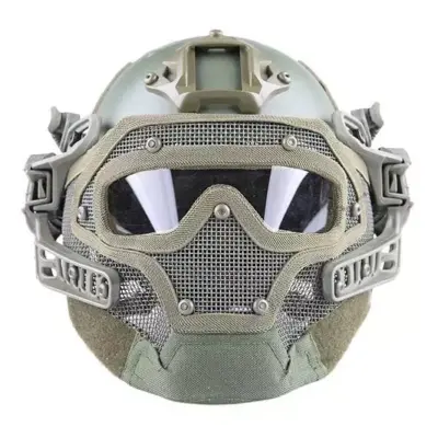 Replika kasku FAST PJ G4 System z osłoną twarzy - Olive Green OD-G-EME-21-016947-00 asgbox.pl
