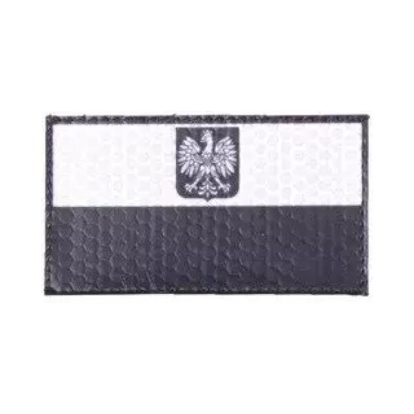 asgbox.pl - Naszywka IR - Flaga Polski z godłem - czarno/biała