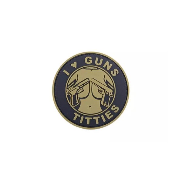 asgbox.pl - Naszywka 3D - I Love Guns Titties - tan