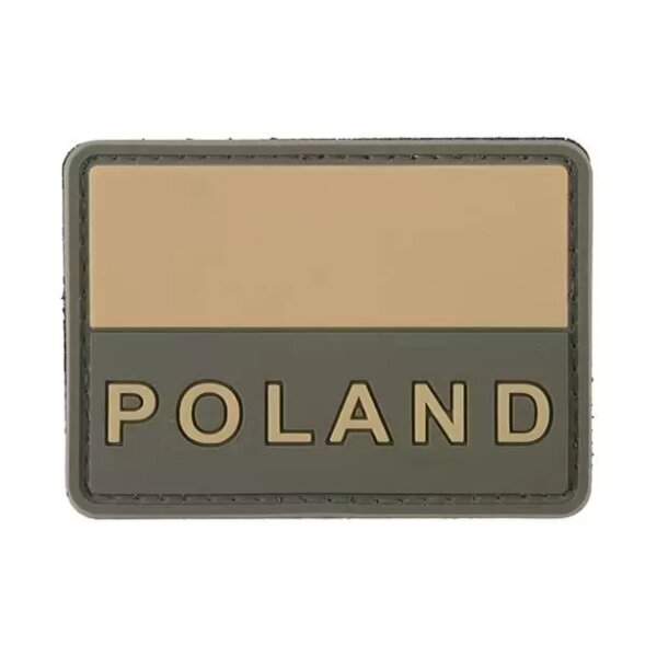 asgbox.pl - Naszywka 3D - Flaga Polski zgaszona z napisem Poland