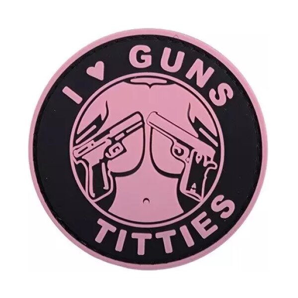 asgbox.pl - Naszywka 3D - I Love Guns Titties - różowa