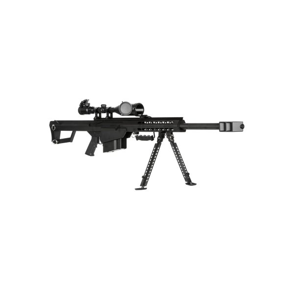 asgbox.pl - Replika karabinu  Barret® M82A1 CQB z lunetą i dwójnogiem - czarna