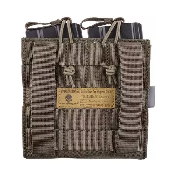 asgbox.pl - Podwójna ładownica Open Top na magazynki M4/M16 + pistoletowe - foliage green