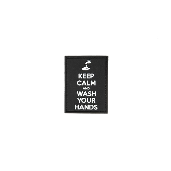asgbox.pl - Naszywka 3D Keep Calm and Wash Your Hands - czarna
